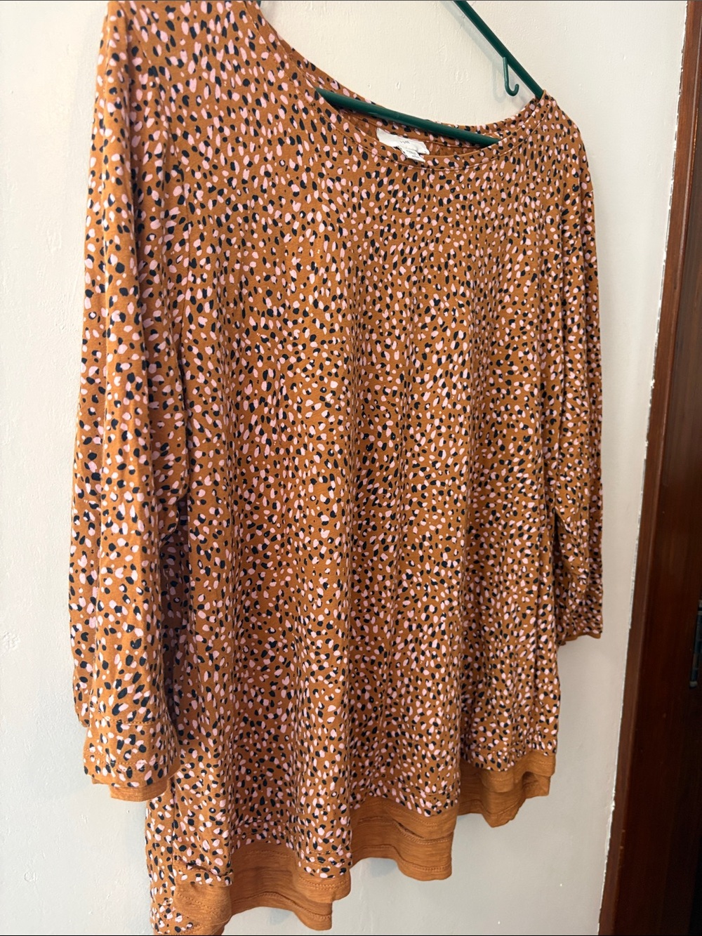 J. Jill Rust Multi-Dot Long Sleeve Boatneck Top Size Large Petite - Picture 4 of 9